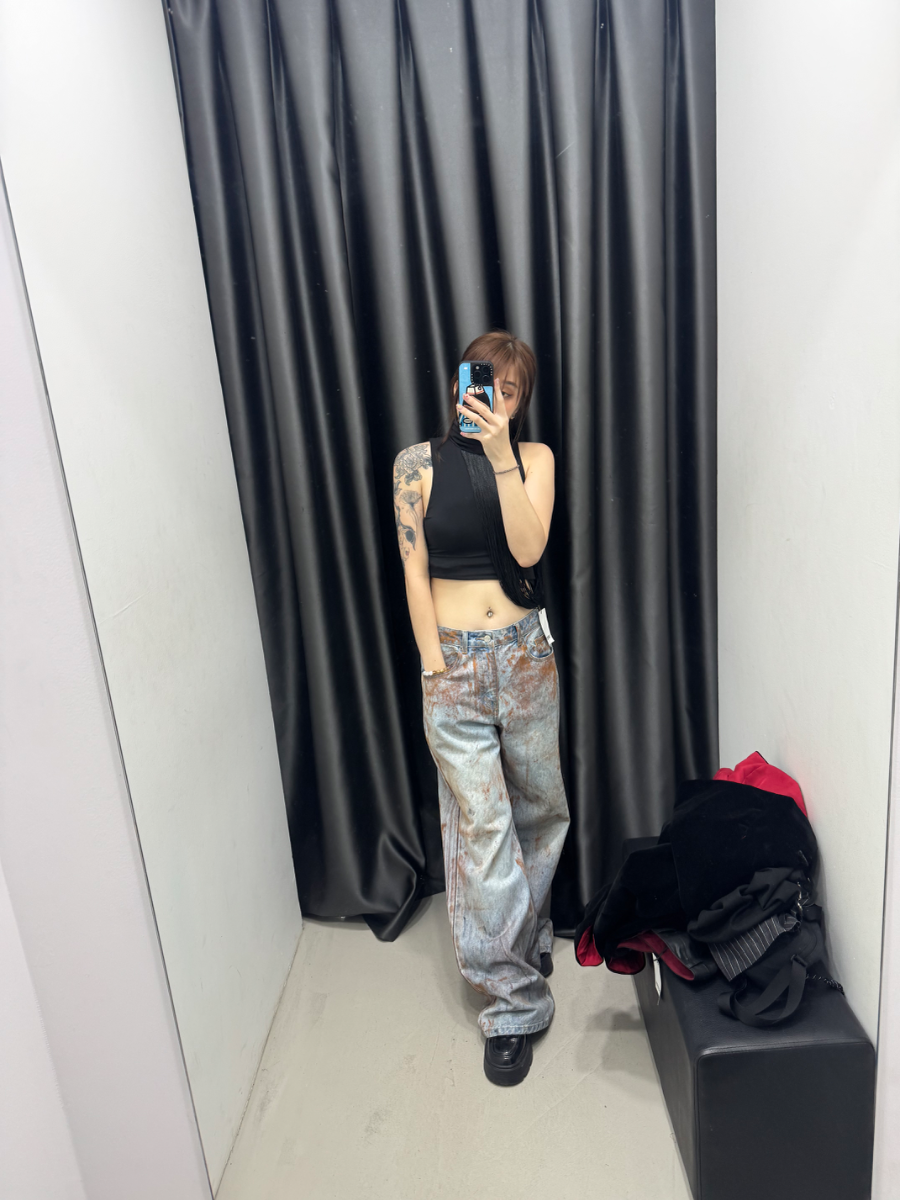 LINISS蝴蝶牛仔褲