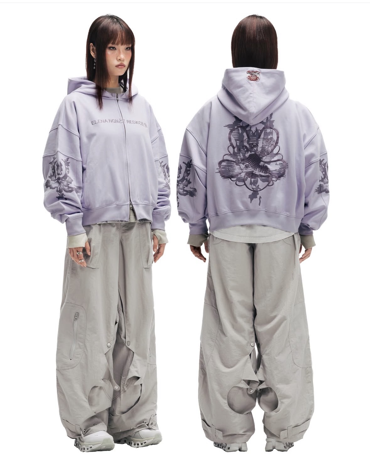 T.REDX聯名ELENA NGN刺繡造型棉質外套-SAKUSHI ZIPPED HOODIE
