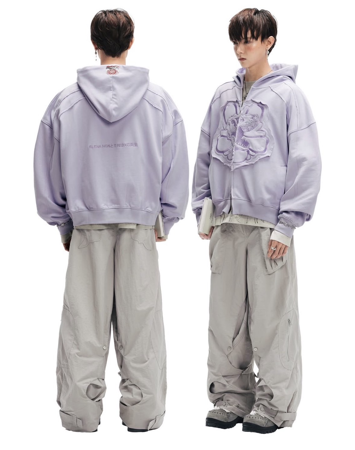 T.REDX聯名ELENA NGN刺繡場HAKURI ZIPPED HOODIE
