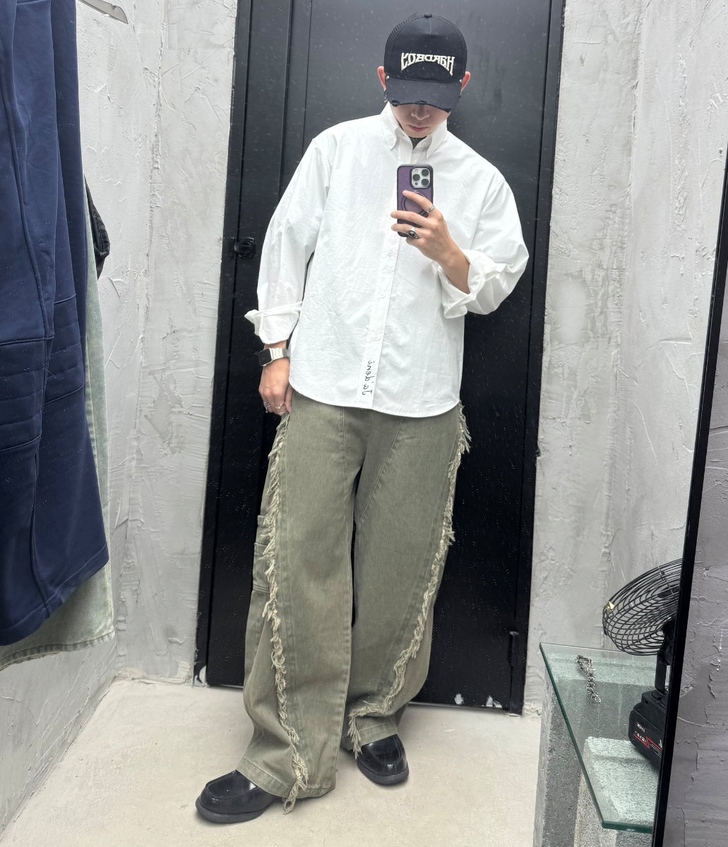 Dane Ji 流蘇線條牛仔褲