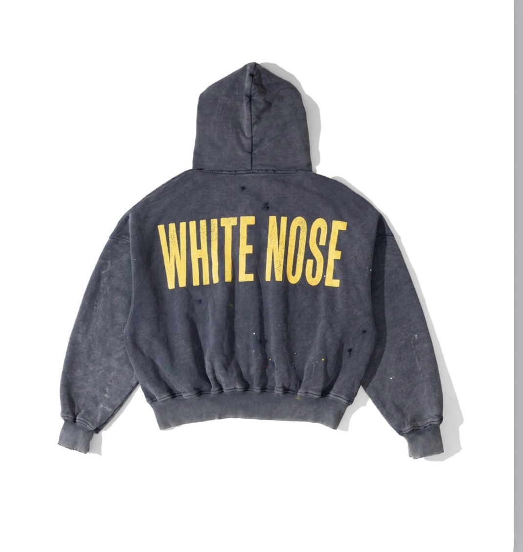 PAINTED ZIP HOODIE / DUST NAVY